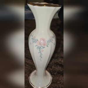 Floral Ceramic Vase - Cream with Pink Accents